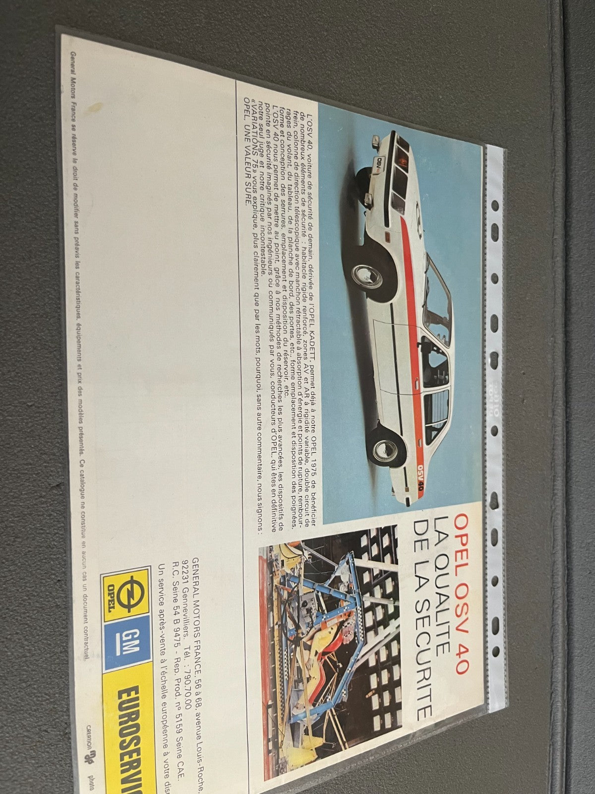Ancien Dépliant Brochure Documentation Automobile Opel Variations 75