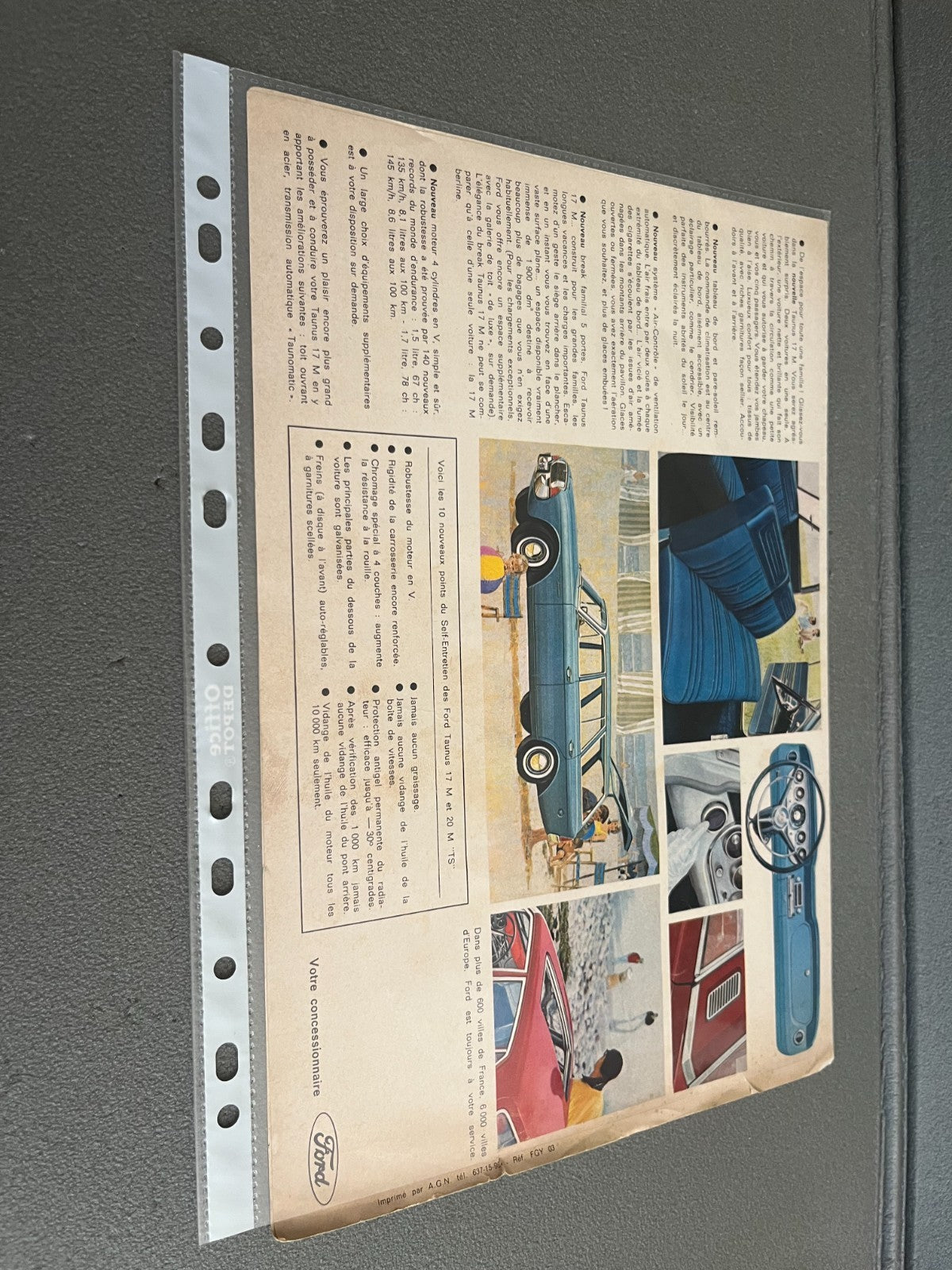 Ancien Dépliant Brochure Documentation Automobile Ford Taunus 1965