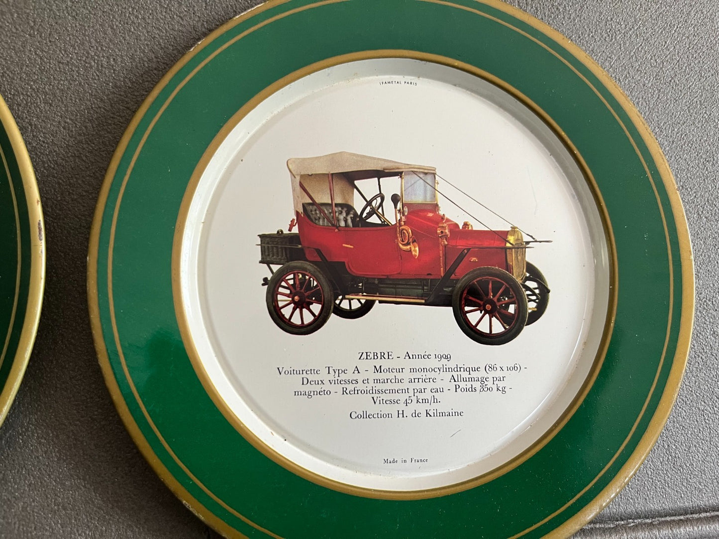 Lot 2 Plaque Metal Assiette Shell Ancienne Voiture Olds Mobile + Zebre France