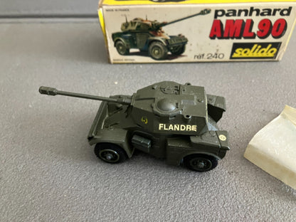 Ancienne Miniature Militaire Blindé char Panhard AML 90 240 Solido France 1/50