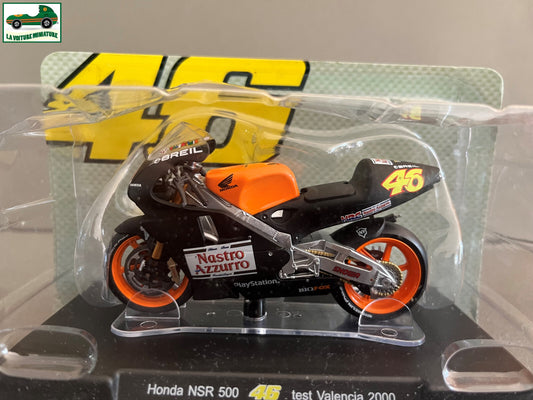 Moto GP miniature Valentino Rossi 46 Honda NSR 500 Test Valencia 2000 1/18