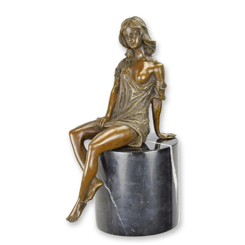STATUE MODERNE SCULPTURE BRONZE FEMME À SEMI-EROTIQUEE