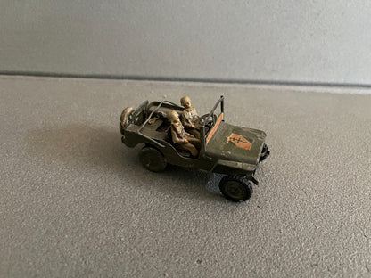 Rare Ancienne Voiture Miniature Militaire Jeep Willis Armée Tôle Modifié 1/43
