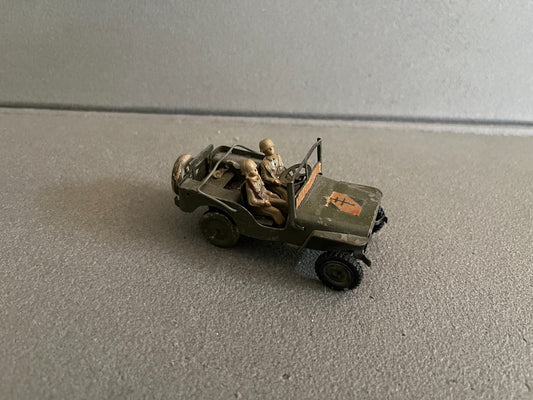 Rare Ancienne Voiture Miniature Militaire Jeep Willis Armée Tôle Modifié 1/43