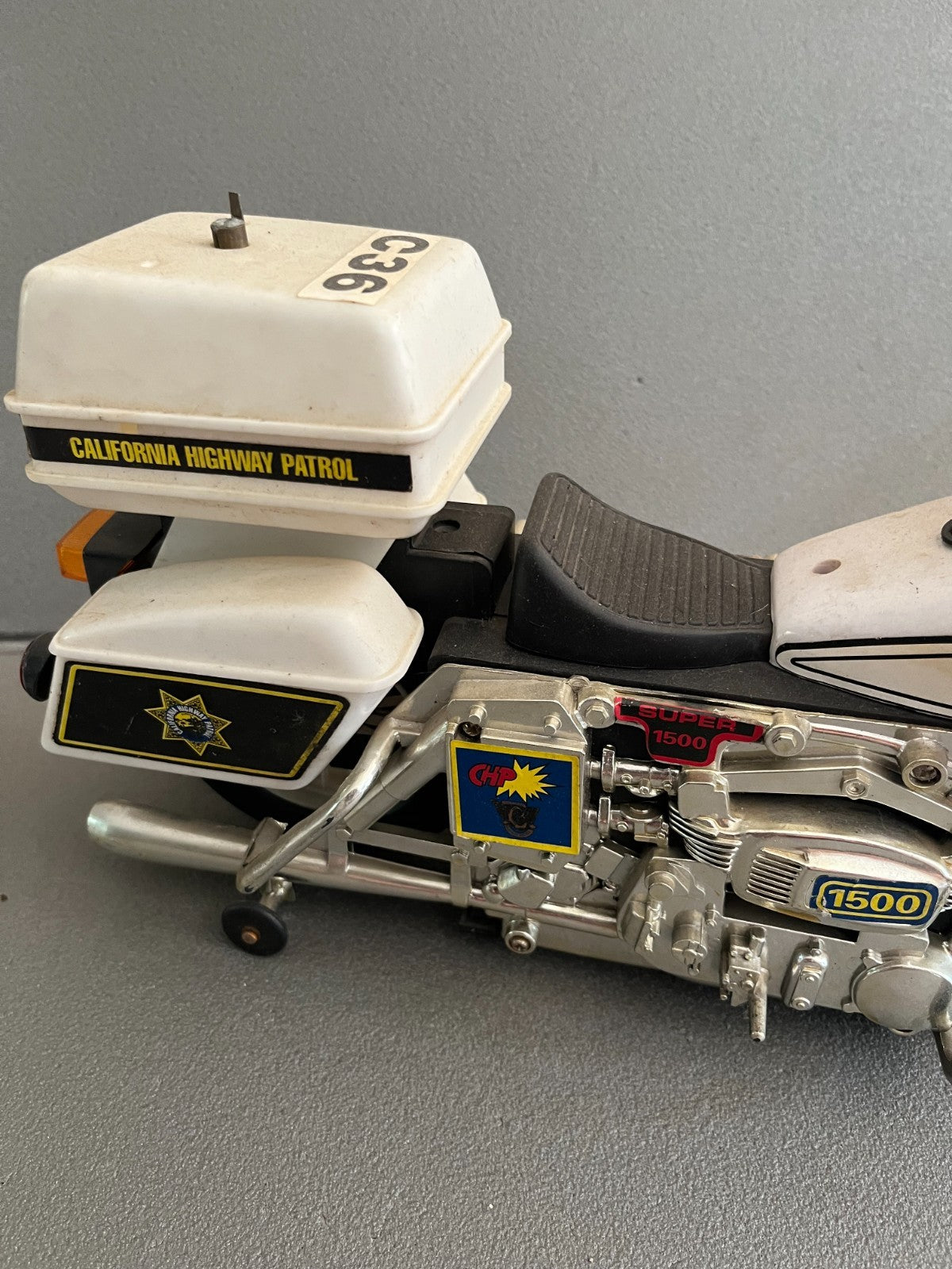 Jouet Ancien Plastique Moto Police California Highway Patrol Super 1500 Pile