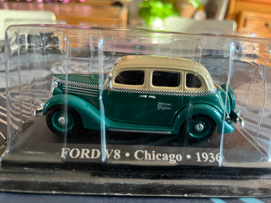 Voiture Miniature Ford V8 Chicago 1936 Taxi Du Monde au 1/43 Altaya