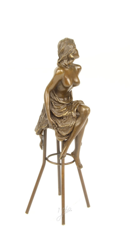 Statue Sculpture Bronze Art Déco Nouveau Femme Tabouret Bar DSBJ-13 Moderne