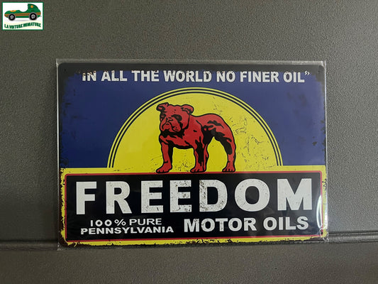 Plaque Métal Voiture Automobile Garage Huile Moteur Freedom 20 x 30 cm