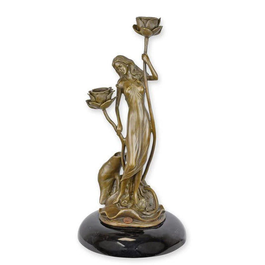 BOUGEOIR STATUE MODERNE SCULPTURE BRONZE ART NOUVEAU