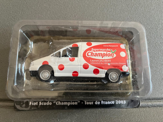 Voiture Miniature Fiat Scudo Champion 2003 Tour de France Vélo Norev au 1/43