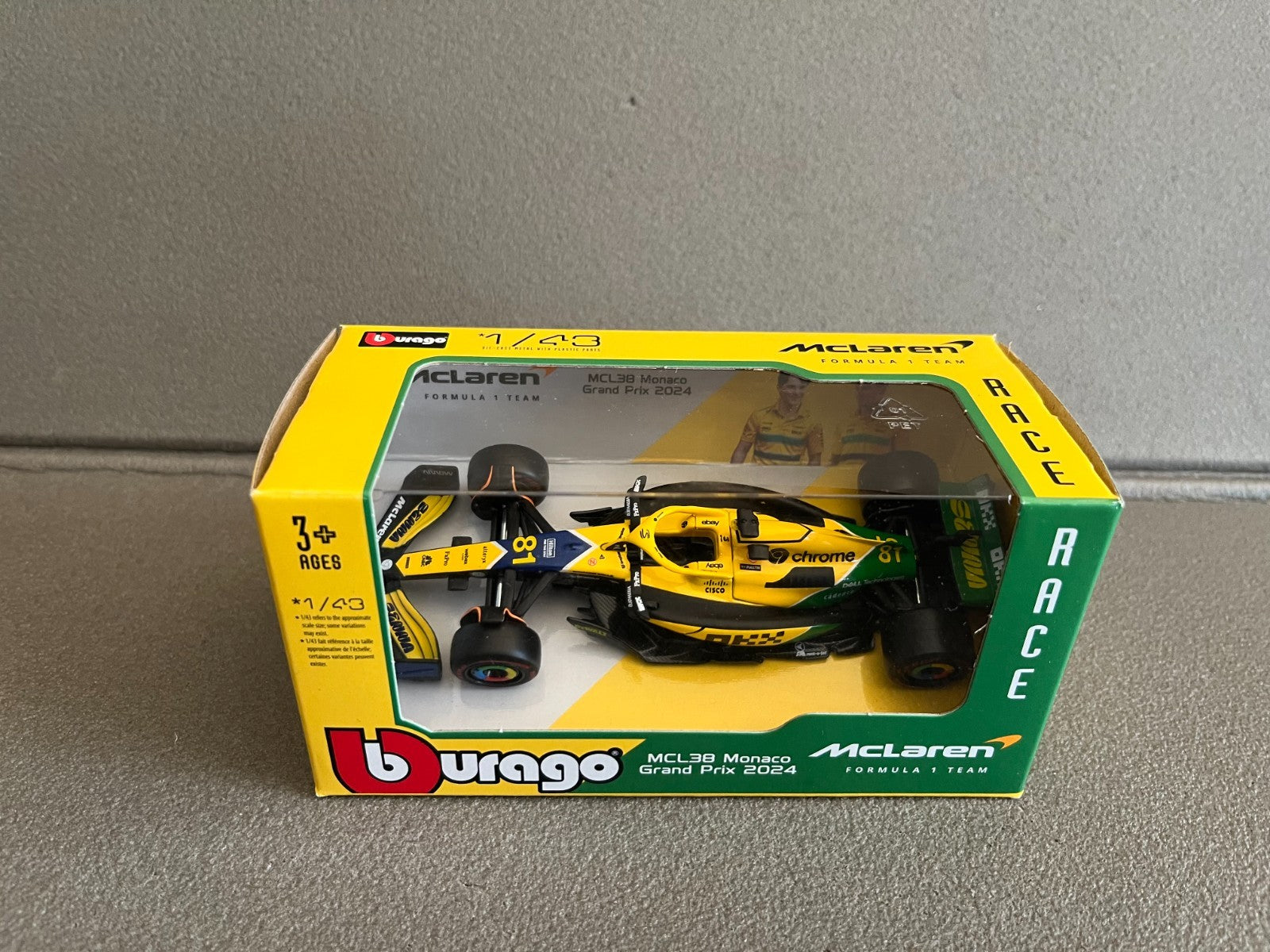 Voiture miniature Collection Formule 1 F1 McLaren Mcl38 Monaco GP Burago au 1/43