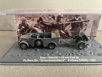 Miniature Militaire Char Tank Blindé Steyr 1500A/01 Flak 38 Altaya 1/72