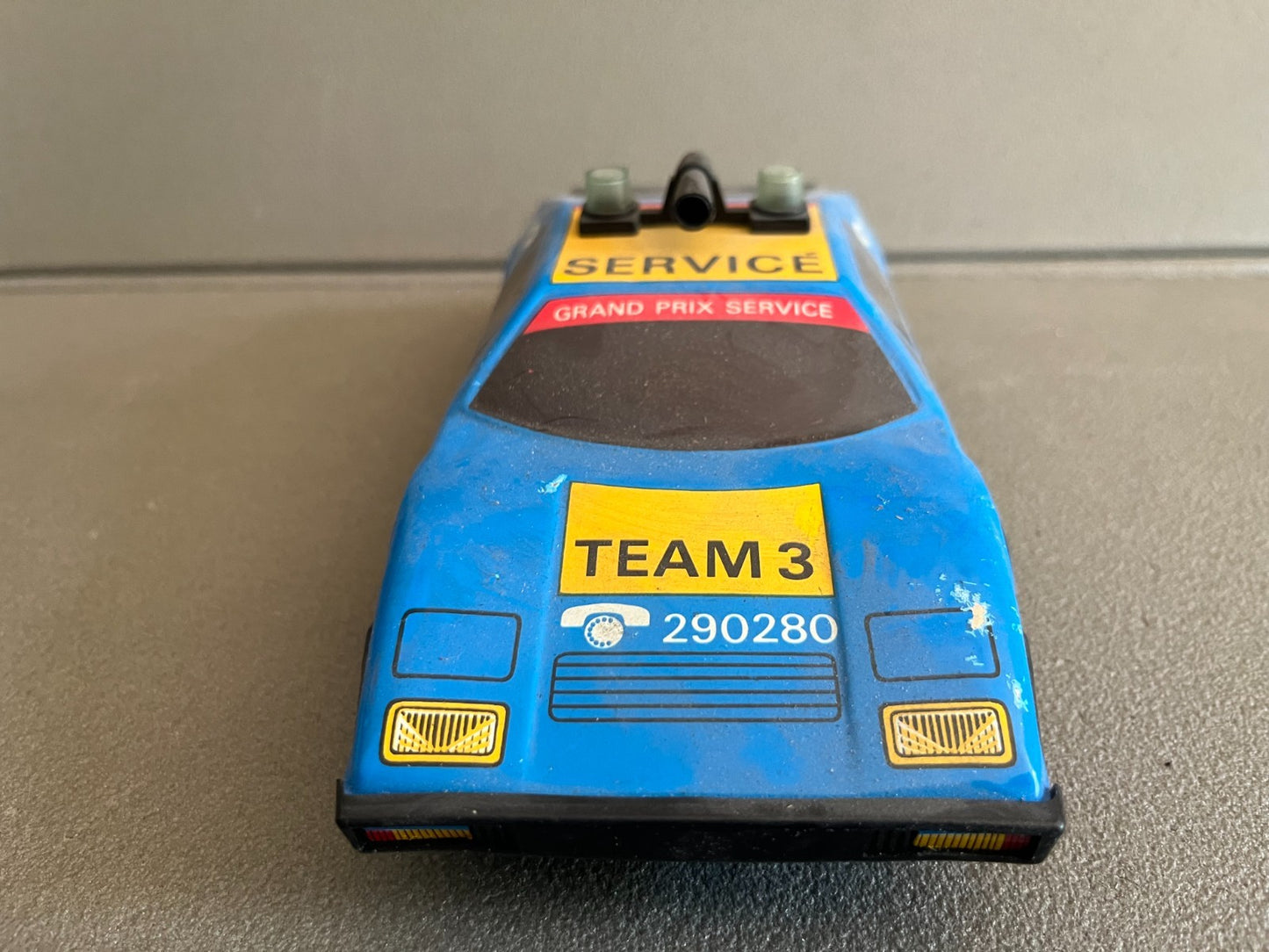 Jouet Ancien Voiture Miniature Course Tôle Ferrari 512 VEB  Grand Prix Service