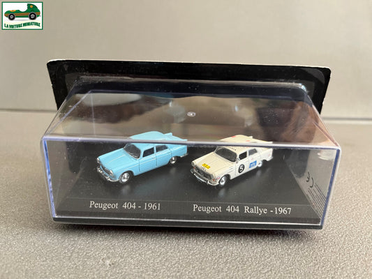 Voiture Miniature Duo Peugeot 404 1961 Rallye 1967 Universal Hobbies au 1/87 HO