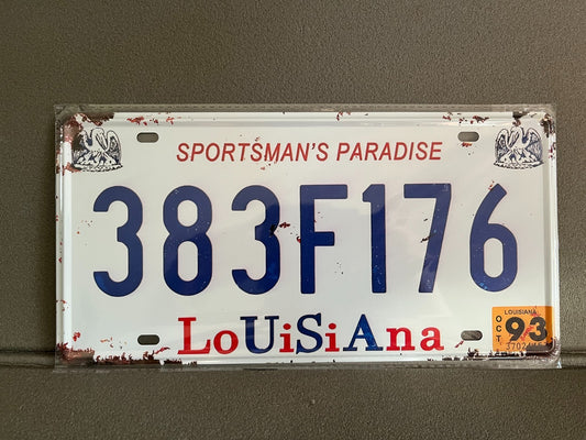 Plaque Métal Voiture Automobile Américaine Immatriculation Lousiana 15 x 30cm