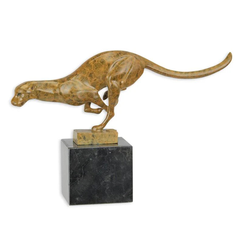 STATUE MODERNE SCULPTURE BRONZE COUGAR COURSE