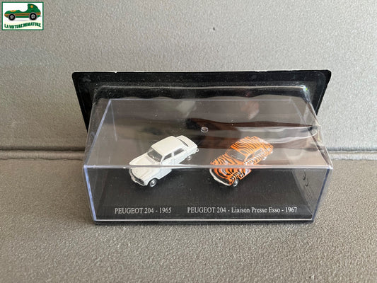 Voiture Miniature Duo Peugeot 204 1965 Esso 1967 Universal Hobbies 1/87 HO