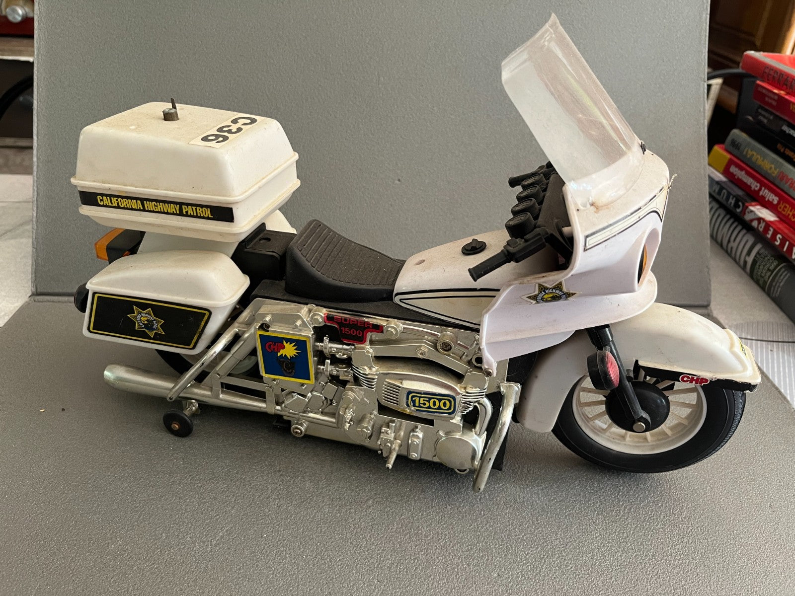 Jouet Ancien Plastique Moto Police California Highway Patrol Super 1500 Pile