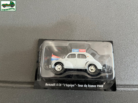 Voiture Miniature Renault 4CV L'Equipe Tour de France 1948 Vélo Norev 1/43