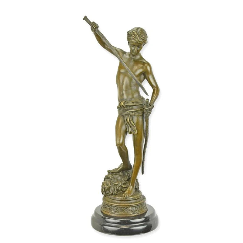 STATUE MODERNE SCULPTURE BRONZE DE LA VICTOIRE DE DAVID SUR GOLIATH