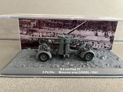 Miniature Militaire Char Tank Blindé Canon 8.8cm Flak 37 2.PZ.Div. Altaya 1/72