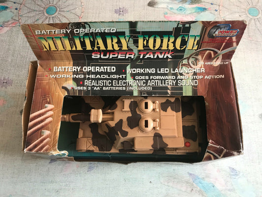  Ancien Jouet Militaire Super Tank Power Vehicles Char Plastique Vintage à Pile 