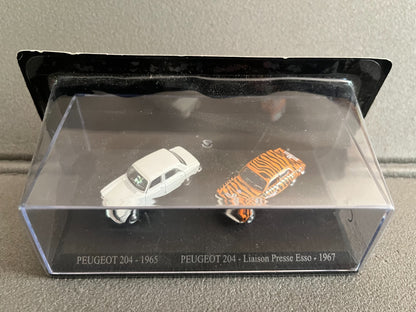 Voiture Miniature Duo Peugeot 204 1965 Esso 1967 Universal Hobbies 1/87 HO