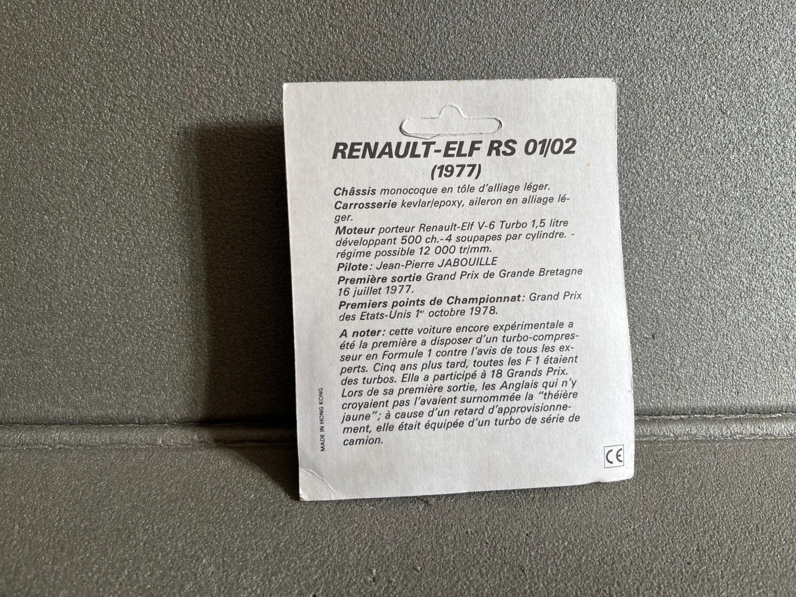 Voiture miniature F1 Renault RS 01/02 1977 Elf Competition 1/53 Type Majorette