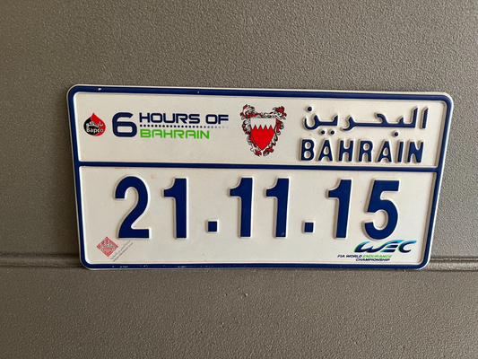 Plaque Métal Voiture Automobile 6 Hours of Bahrain FIA 21 11 2015 Endurance