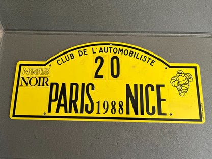 Plaque Métal Voiture Manilux rallye Michelin Paris Nice 1988 L'Automobiliste