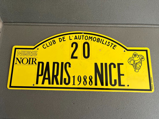 Plaque Métal Voiture Manilux rallye Michelin Paris Nice 1988 L'Automobiliste