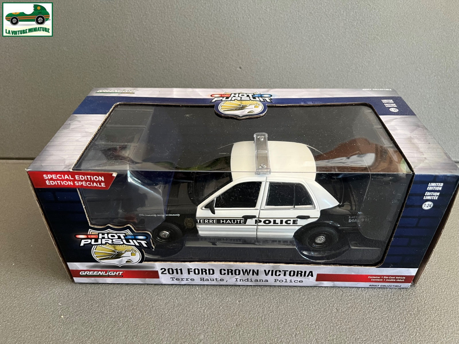 Voiture Miniature 2011 Ford Crown Victoria Police Terre Haute Greenlight au 1/24