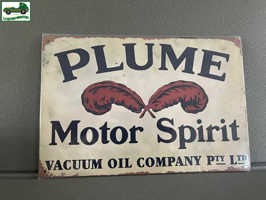 Plaque Métal Voiture Automobile Garage Huile Moteur Plume 20 x 30 cm