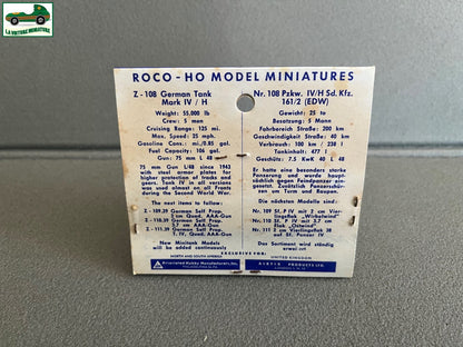 Miniature Engin Militaire Char Z-108 German Tank IV / H Roco Minitanks  1/87 HO