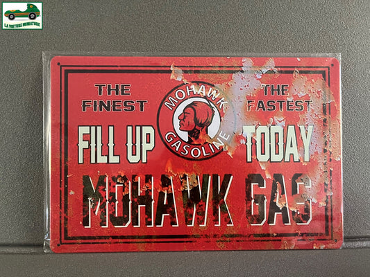 Plaque Métal Voiture Automobile Garage Huile Moteur Mohawk Gas 20 x 30 cm