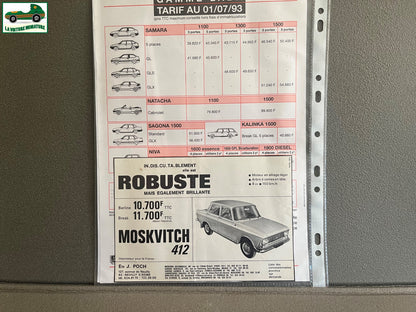 Ancien Dépliant Brochure Documentation Automobile Lada Poch Tarif 1993