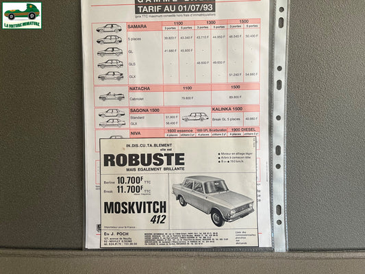 Ancien Dépliant Brochure Documentation Automobile Lada Poch Tarif 1993