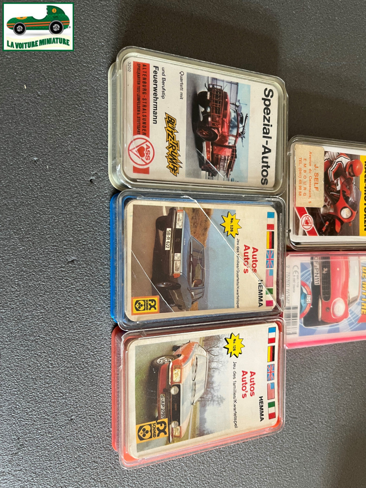 Lot de 5 Jeux de Carte Thème Moto Voiture Hemma ASS Ancien Collection