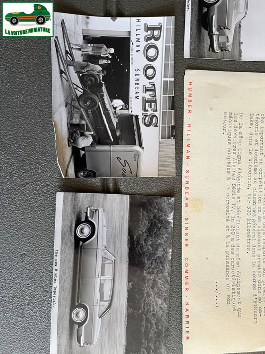Ancien Documentation Automobile Communiqué Presse Rootes Motors Sunbeam Photo