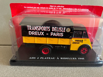 Voiture miniature Camion Renault L'AHS 4 Plateau à Ridelles 1945 Hachette 1/43