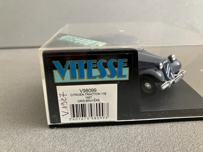 Voiture Miniature Citroen Traction 11B 1957 Gris Bruyere Vitesse au 1/43