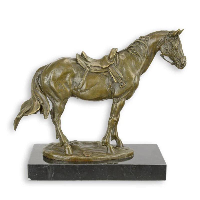 STATUE MODERNE SCULPTURE BRONZE CHEVAL À MONTER