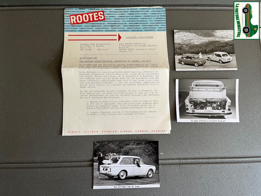 Ancien Documentation Automobile Communiqué Presse Rootes Motors Hillman Photo