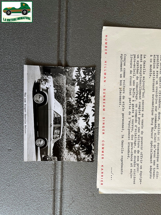 Ancien Documentation Automobile Communiqué Presse Rootes Motors Singer Photo