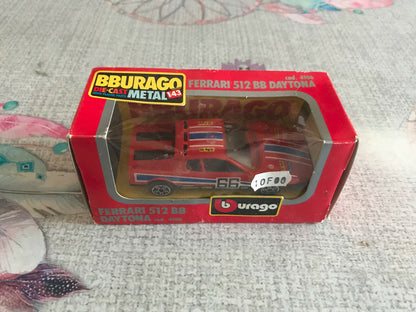 Ancienne Voiture Miniature Ferrari 512 BB Burago Made in Italy 1/43