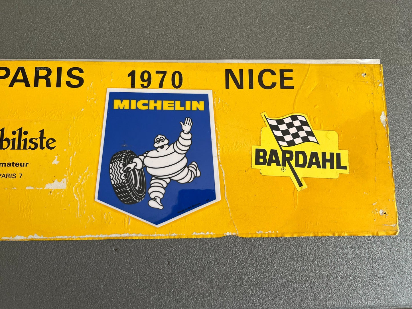 Plaque Métal Voiture Automobile rallye Michelin Paris Nice 1970 L'Automobiliste
