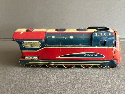 Jouet Ancien Mécanisme Miniature Train SNCF Charles Rossignol CR 400 Eclair