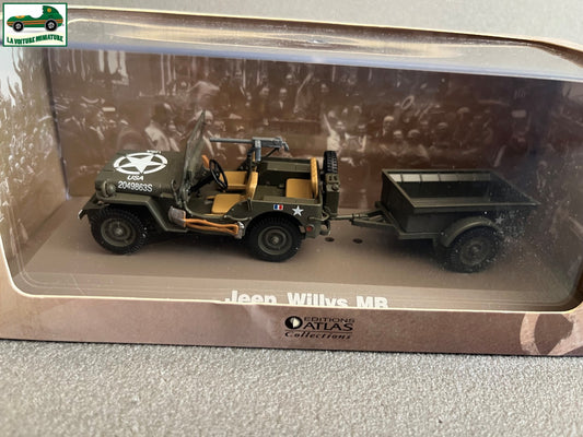 Miniature Militaire Véhicules & Blindés Jeep Willys MB Remorque Atlas 1/43