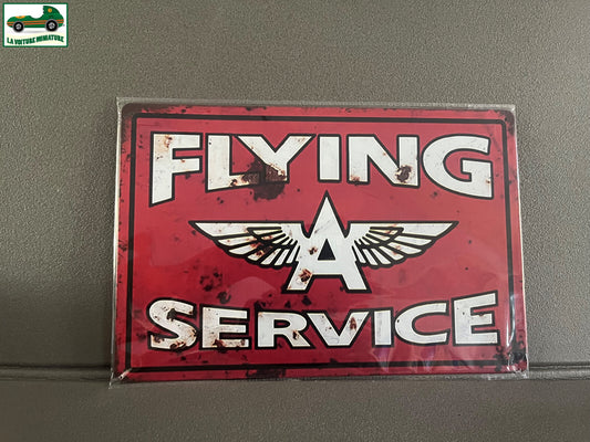 Plaque Métal Voiture Automobile Garage Huile Moteur Flying A Service 20 x 30 cm