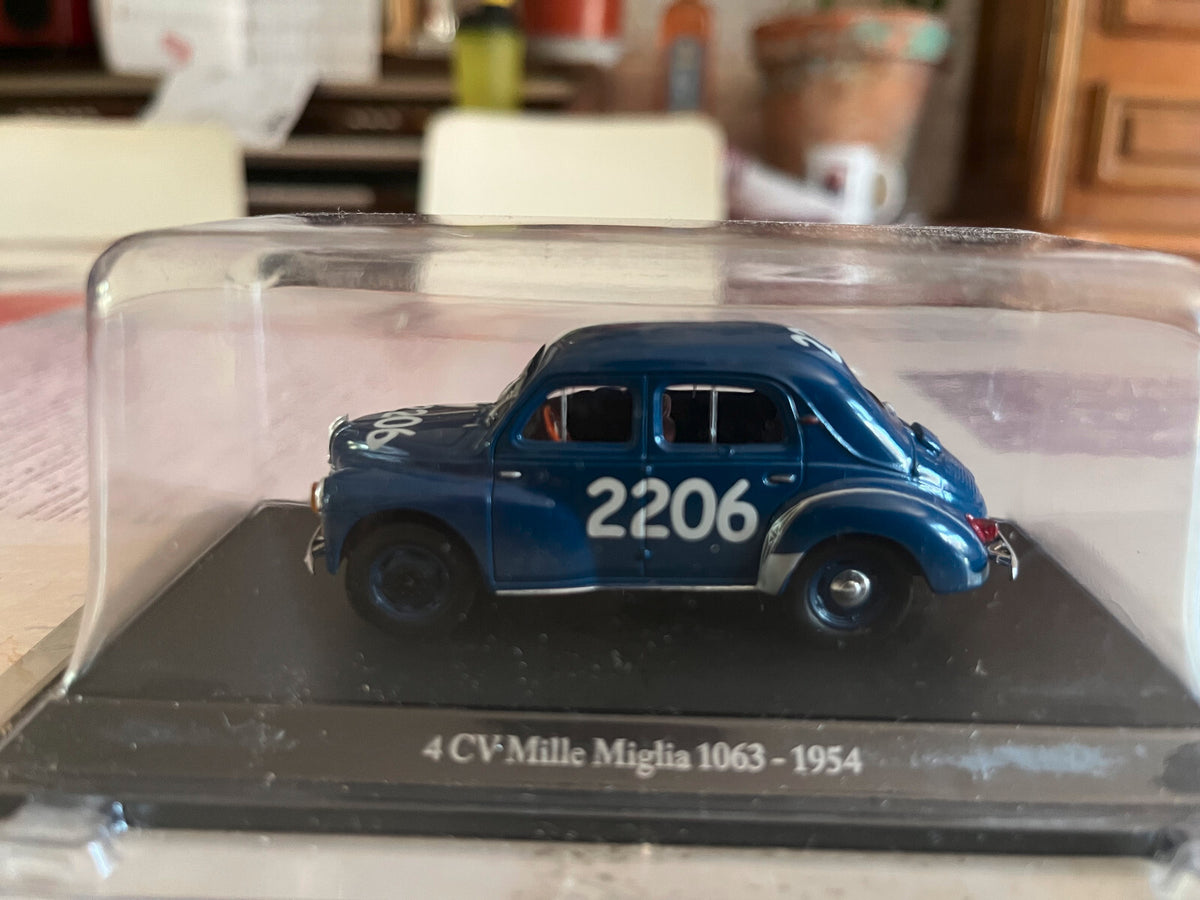 Voiture Miniature Renault 4CV Course Mille Miglia 1063 1954 Eligor au 1/43